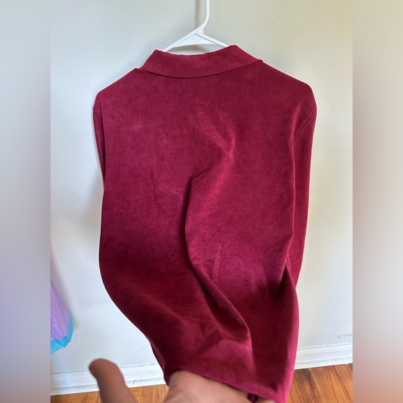 Vintage Harve Bernard Button Up Blouse Top Cardigan Jacket Red/Maroon/Burgundy - Picture 2 of 6